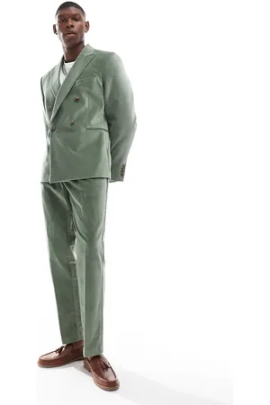 ASOS Pantalones de traje de corte slim con pinzas delanteras de terciopelo de algodón de