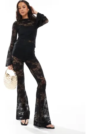 Miss Selfridge Pantalones de campana negros de encaje de -Neutro