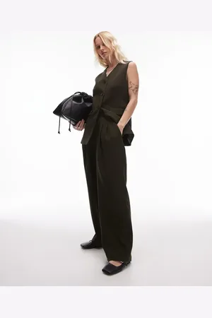 Topshop Joggers de vestir oscuro con pinzas de