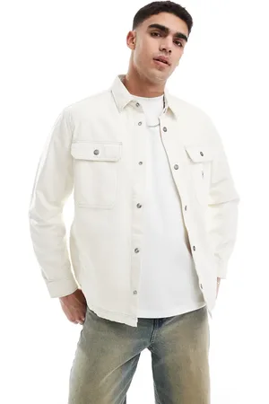 Lee Sobrecamisa blanco hueso holgada de estilo worker de tejido ligero de