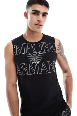 Emporio Armani Camiseta negra sin mangas con logo Bodywear (parte de un conjunto)
