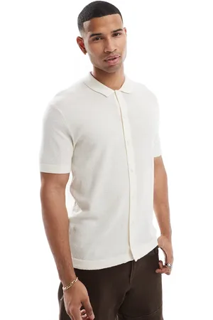 JACK & JONES Polo color crema abotonado de punto de -Blanco