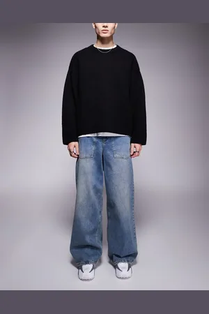 ASOS Vaqueros muy holgados con lavado azul claro y diseño invertido doble de
