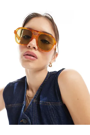 Aire Gafas de sol efecto carey vintage de estilo aviador con lentes verdes Whirlpool de