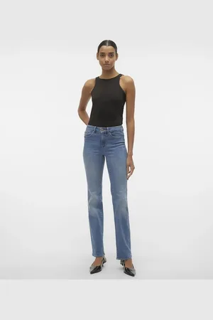 VERO MODA Vaqueros azul medio de corte recto de