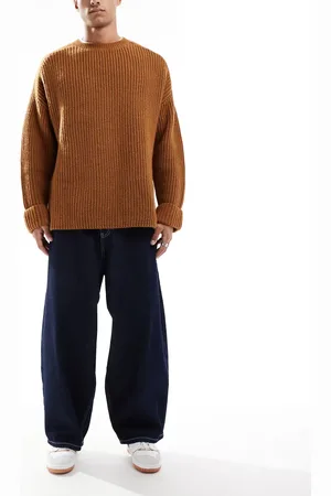 ASOS Vaqueros azul crudo holgados y extragrande con pespuntes en contraste de
