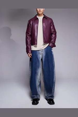 ASOS Vaqueros azul medio holgados y extragrandes con detalles lavados efecto desgastado de