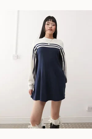 Monki Vestido beis y azul marino a rayas de estilo deportivo de punto de -Neutro