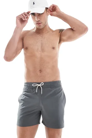 Ralph Lauren Shorts de baño gris carbón de talle medio y corte slim con logo Traveler de