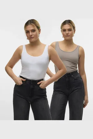 VERO MODA Top gris roca lunar de tirantes de