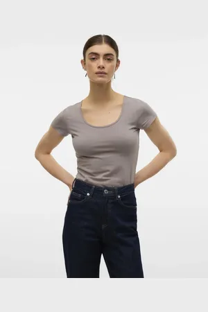 VERO MODA Camiseta gris roca lunar de