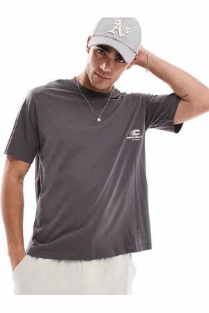 JACK & JONES Camiseta gris carbón extragrande con logo Project Core de