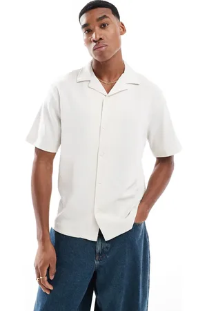 River Island Camisa color con cuello de solapas de tejido texturizado de -Blanco