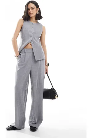 New Look Pantalones de sastre grises de pernera ancha de (parte de un conjunto)
