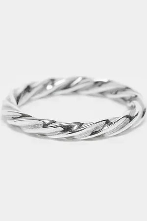 ASOS Anillo efecto cuerda de plata de ley de