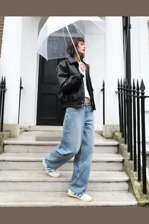 Topshop Vaqueros de talle bajo y corte holgado con lavado vintage descolorido y detalle regulable de -Azul