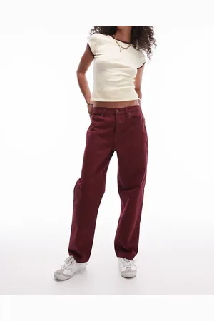 Topshop Vaqueros de talle medio y corte recto Runway de -Rojo