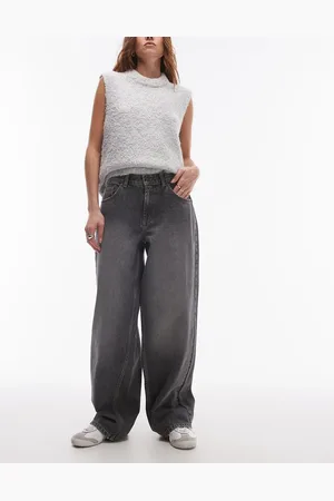 Topshop Vaqueros vintage de talle bajo y corte holgado con detalle regulable de