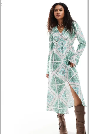 Reclaimed Vestido de tarde midi con cuello babero de Inspired-Multicolor
