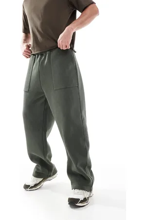 ASOS Joggers verde lavado de pernera ancha con detalle de bolsillos de
