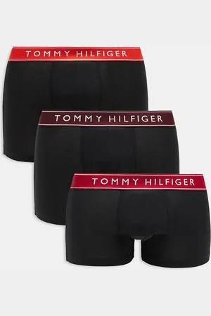 Tommy Hilfiger Pack de 3 calzoncillos negros básicos con cinturillas rojas Everyday Essentials de