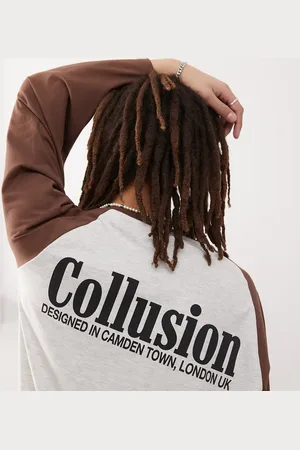 COLLUSION Camiseta marrón y jaspeado con mangas raglán de