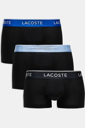 Lacoste Pack de 3 calzoncillos negros con cinturillas azules de