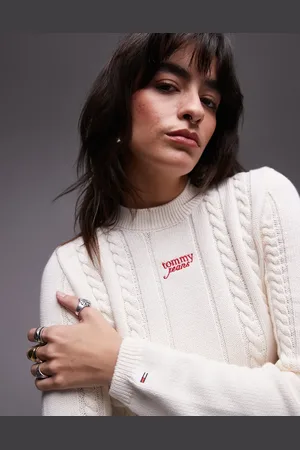 Tommy Hilfiger Jersey blanco y rojo de punto de ochos de