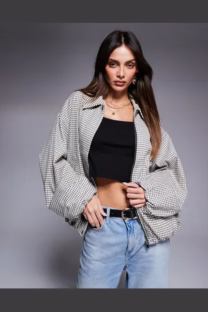 River Island Chaqueta bomber color a cuadros con bajo abullonado de -Blanco