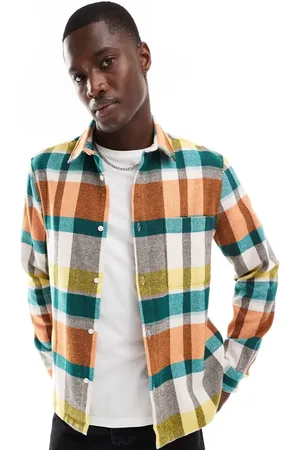 ASOS Camisa a cuadros de colores de corte estándar de franela cepillada de -Multicolor