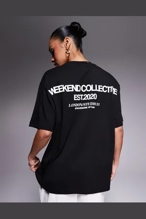 ASOS Camiseta negra extragrande con estampado gráfico en la parte delantera y trasera Icon de Weekend Collective