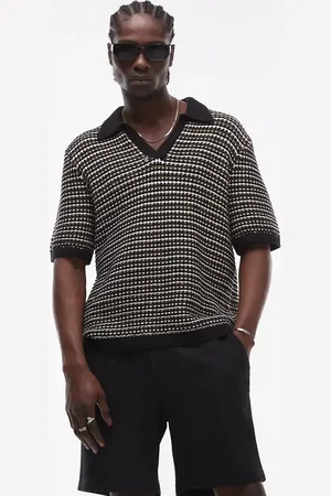 Topman Polo a rayas con cuello de solapas de punto de