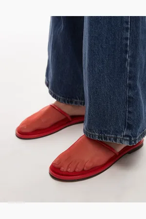 Topshop Mules rojos de malla Bella de