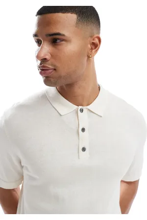 JACK & JONES Polo color crema de punto de -Blanco