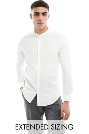 ASOS Camisa de vestir blanca de corte estándar con cuello mao de