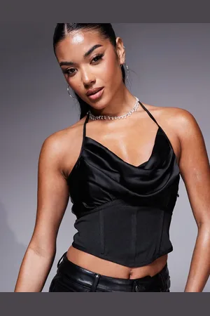 ASOS Top de estilo bandage con cuello halter y capa superpuesta de satén de