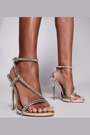 Simmi London Sandalias doradas con diseño minimalista y adornos Suvi de SIMMI London Wide Fit