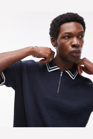 Topman Polo con ribetes de punto rizado de