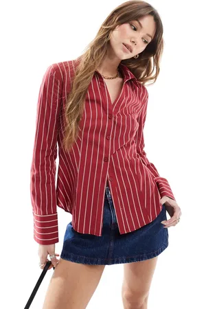 Miss Selfridge Camisa rojo cereza entallada a anchas de -Multicolor