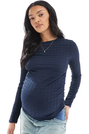 VERO MODA Top de manga larga con detalle fruncido de tejido texturizado de