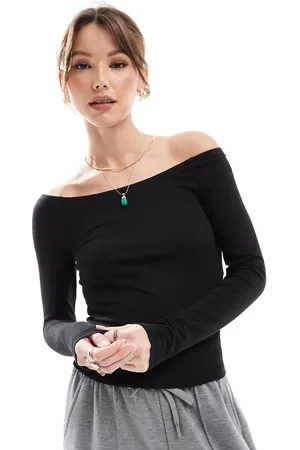 ONLY Top de manga larga con escote Bardot de