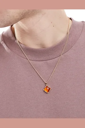 ASOS Collar con colgante de piedra ámbar de