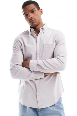 ASOS Camisa Oxford morado de corte estándar de tejido cepillado de