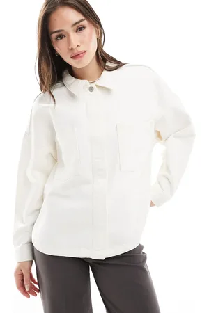 JJXX Sobrecamisa vaquera blanco hueso con bolsillos de