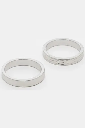 ASOS Pack de 2 anillos plateados con diseño texturizado de