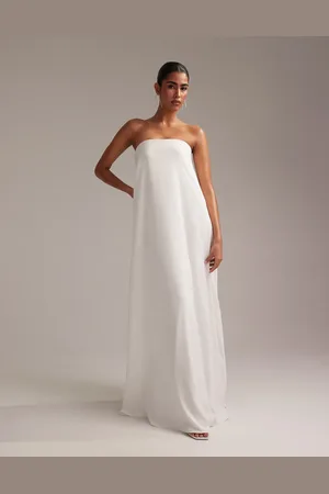 ASOS Vestido de novia largo de corte trapecio depurado con escote palabra de honor de satén de