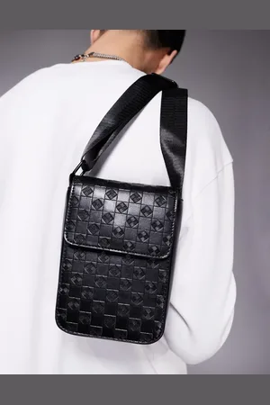 ASOS Bandolera pequeña negra con diseño de monograma de