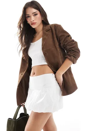 Hollister Minifalda blanca abullonada de