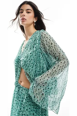 ASOS Blusa con plisada con diseño retorcido en la parte delantera de (parte de un conjunto)-Multicolor