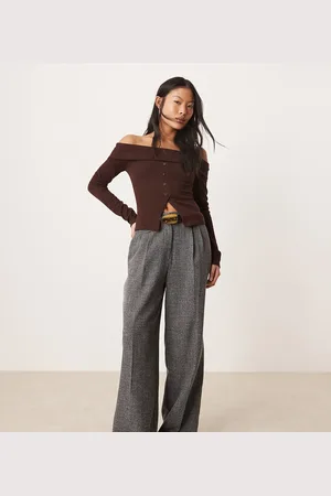 Miss Selfridge Pantalones de sastre grises de pernera ancha de